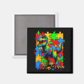 自閉症啓発パズルT-Rex恐竜 マグネット (正面/裏面)