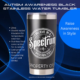 自閉症啓発ブラックステンレス製ウォータータンブラー 保温保冷タンブラー
