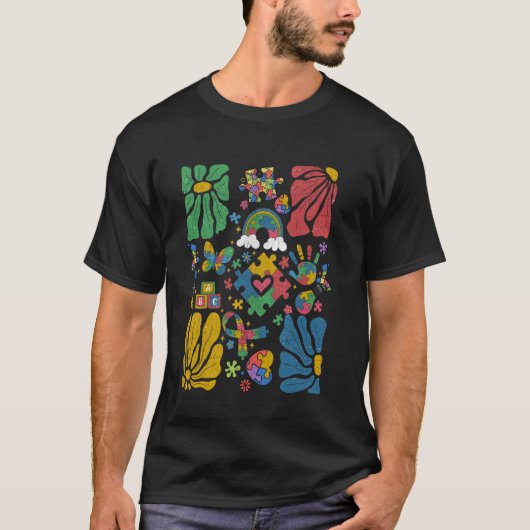 自閉症啓発ボホフローラメンズキッズオティズム Tシャツ (正面)