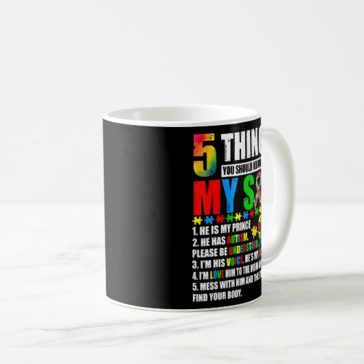 自閉症啓発ママDのための子女自閉症をサポート コーヒーマグカップ (正面右)