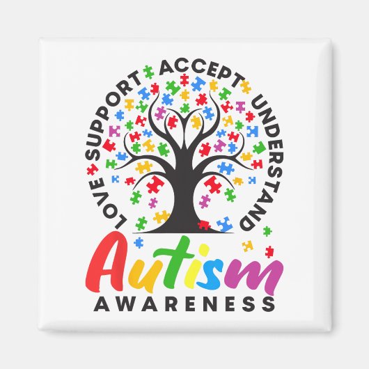 自閉症啓発ラブサポート受け入れAuを理解 マグネット (正面)