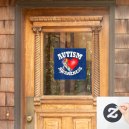 自閉症啓発リボンハート ウィンドウサイン