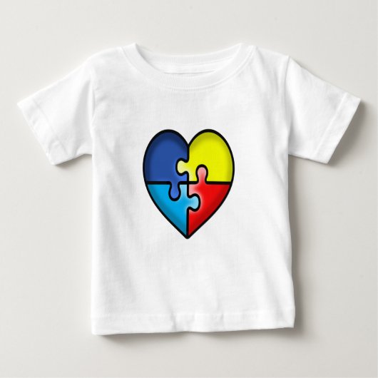 自閉症啓発リボンハート ベビーTシャツ (正面)