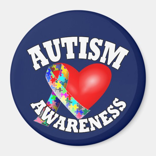 自閉症啓発リボンハート マグネット (正面)