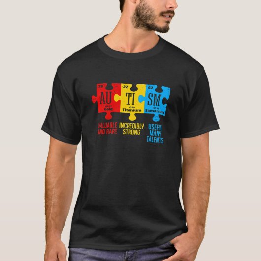 自閉症啓発元素周期表 Tシャツ (正面)