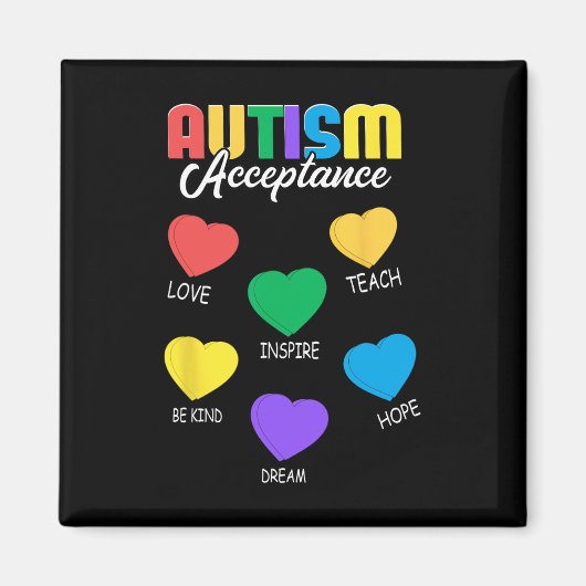 自閉症啓発受容ハート男性女性 マグネット (正面)