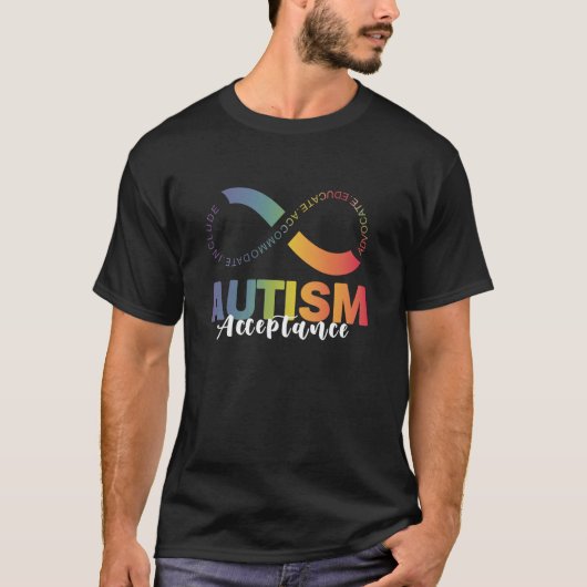 自閉症啓発受容無限シンボルアドボカ Tシャツ (正面)