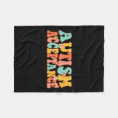 自閉症啓発受容GroovyレトロスペシャルE フリースブランケット (正面(横))