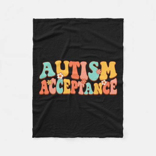 自閉症啓発受容GroovyレトロスペシャルE フリースブランケット (正面)