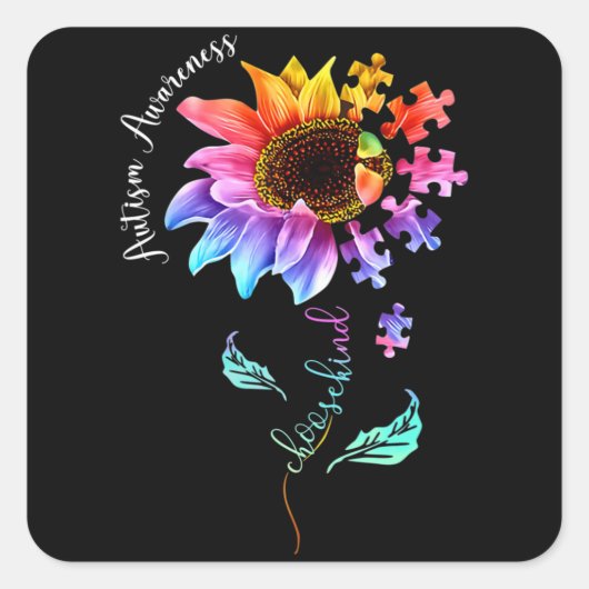 自閉症啓発女性ママ先生チョ スクエアシール (正面)