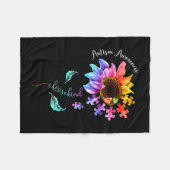 自閉症啓発女性ママ先生チョ フリースブランケット (正面(横))