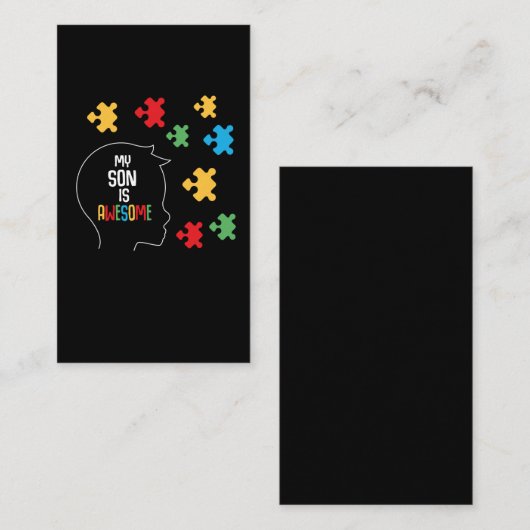 自閉症啓発少年自閉症パズル素晴らしソン 名刺 (正面/裏面)