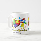 自閉症啓発平和パズルハートマグカップ コーヒーマグカップ (正面左)
