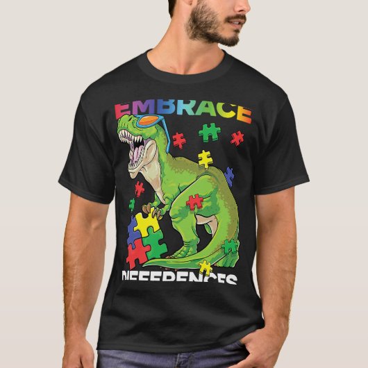 自閉症啓発恐竜パズルピース ローソンくん  Tシャツ (正面)