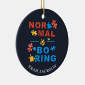 自閉症啓発支援ノーマルは退屈なパズル セラミックオーナメント (右)