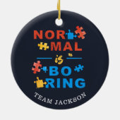 自閉症啓発支援ノーマルは退屈なパズル セラミックオーナメント (裏面)