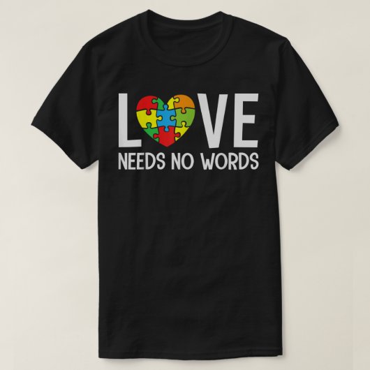 自閉症啓発教師シャツ愛に言葉は必要なし Tシャツ (デザイン正面)