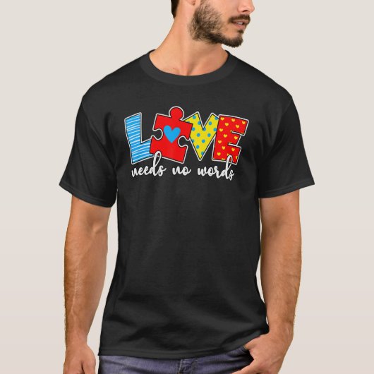 自閉症啓発教師Tシャツ 愛は言葉を必要としない Tシャツ (正面)