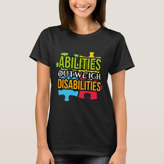 自閉症啓発日現在能力Diを上回る Tシャツ (正面)