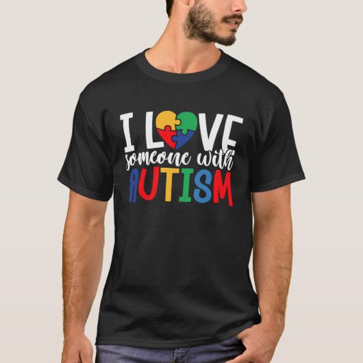自閉症啓発月間のパズルが好き Tシャツ (正面)
