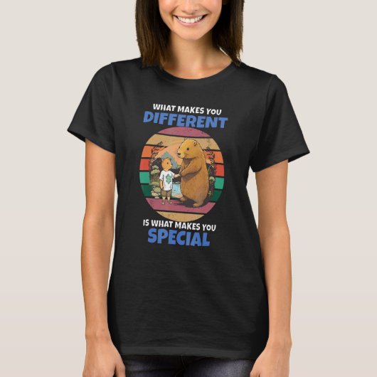 自閉症啓発月間 カピバラの親子パズル ママ Tシャツ (正面)