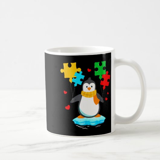 自閉症啓発月間 キッズ用 面白いペンギンパズル コーヒーマグカップ (右)