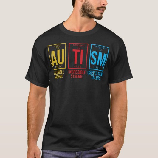自閉症啓発月間 女性向け自閉症スペクトラム周期表 Tシャツ (正面)
