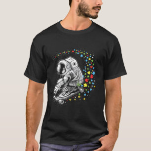 自閉症啓発活動 宇宙飛行士 スケートボード スペースマン スカ Tシャツ