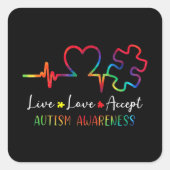 自閉症啓発男性女性子供が生きる愛Accept T スクエアシール (正面)