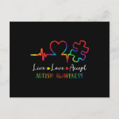 自閉症啓発男性女性子供が生きる愛Accept T ポストカード (正面)