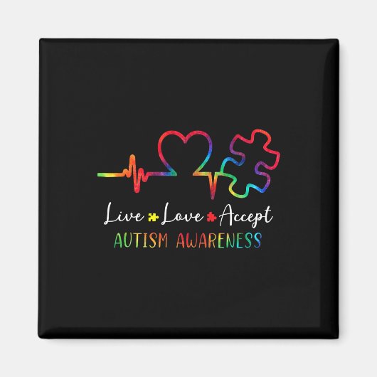 自閉症啓発男性女性子供が生きる愛Accept T マグネット (正面)