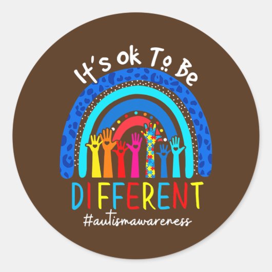 自閉症啓発男性女性少年ガールアイディア ラウンドシール (正面)