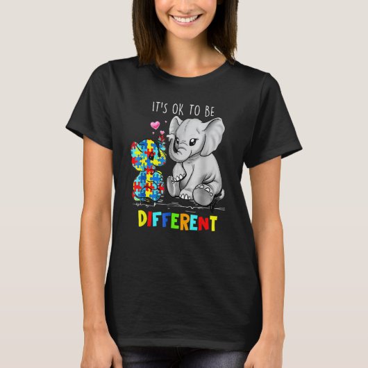 自閉症啓発 かわいいゾウ 個性を認めよう Tシャツ (正面)