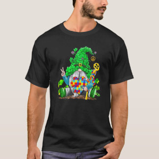 自閉症啓発 かわいいノーム シャムロック 聖パトリック Tシャツ