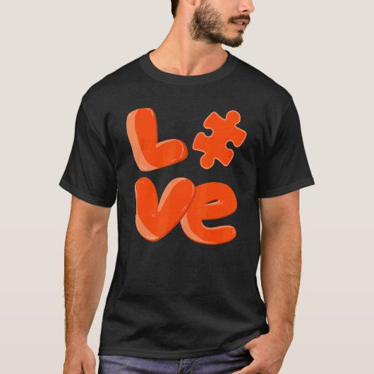 自閉症啓発 かわいい 愛 パズル 自閉症の息子 Tシャツ (正面)