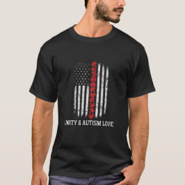 自閉症啓発 アメリカ国旗 ユニティTシャツ Tシャツ