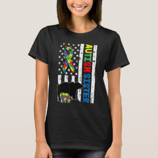 自閉症啓発 アメリカ シスター マッチング ファミリー Tシャツ
