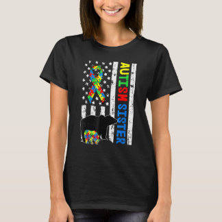自閉症啓発 アメリカ シスター マッチング ファミリー Tシャツ