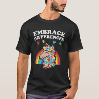 自閉症啓発 エンブレース・ディファレンス・リャマTシャツ B Tシャツ