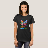 自閉症啓発 カラフルな蝶のパズル Tシャツ (正面フル)