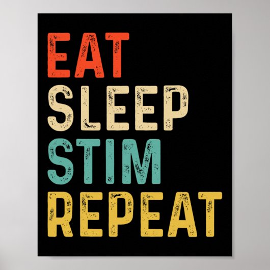 自閉症啓発 キッズ・男の子向け Eat Sleep Stim Repeat ポスター (正面)