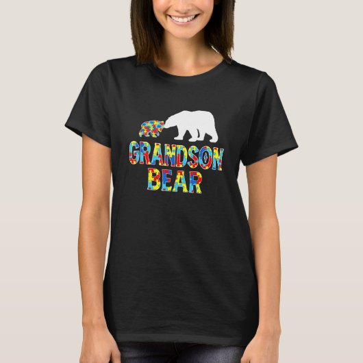 自閉症啓発 グランドサンのクマ パズル サポート Tシャツ (正面)