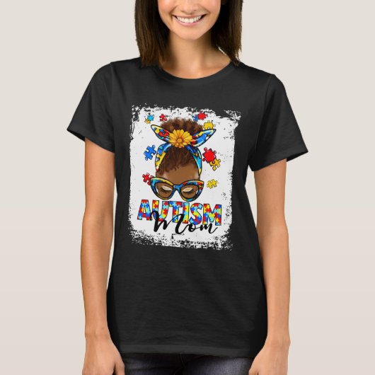 自閉症啓発 パズル ブラックウーマン Tシャツ (正面)