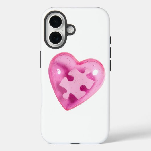 自閉症啓発 ピンクのハート iPhoneケース Case-Mate iPhoneケース (裏面)