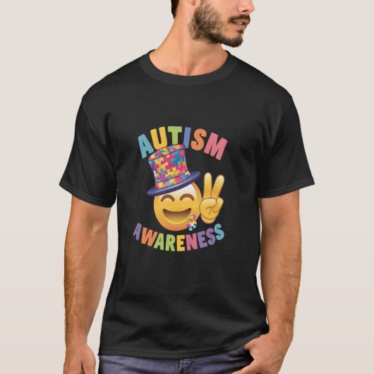 自閉症啓発 ピースサイン Tシャツ (正面)