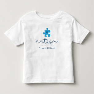 自閉症啓発 ブルー パズルピース #チーム名  トドラーTシャツ