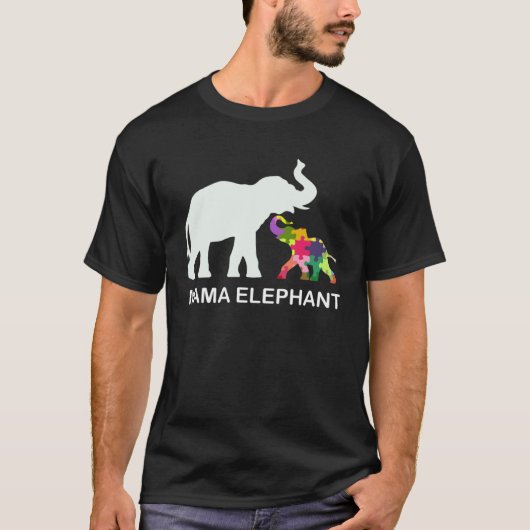 自閉症啓発 ママゾウ 愛 サポート ママ Tシャツ (正面)