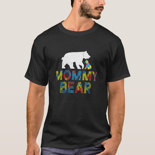 自閉症啓発 ママベア 自閉症を誇りに思う Tシャツ (正面)