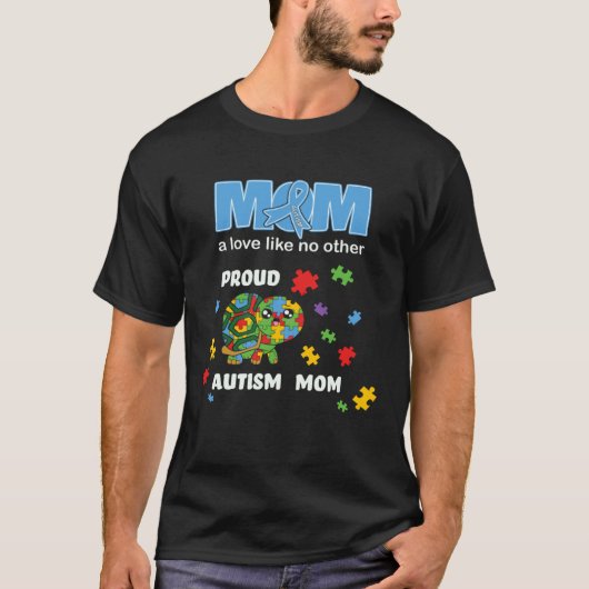 自閉症啓発 ママ 母 愛 自閉症ママを誇りに思う Tシャツ (正面)