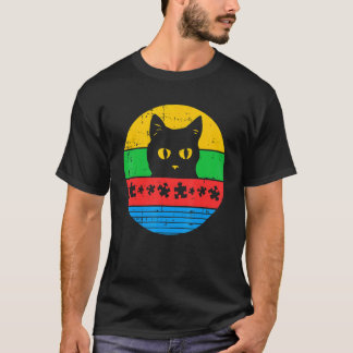 自閉症啓発 レトロ 子猫 パズルのピース キッズTシャツ Tシャツ